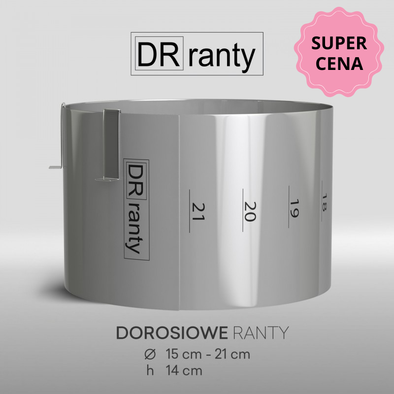 Rant do tortu regulowany 15-21 cm z podziałką, wys. 14 cm – Dorosiowe Ranty