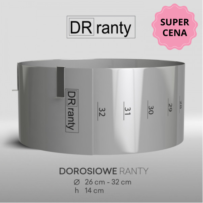 Rant do tortu regulowany 26-32 cm z podziałką, wys. 14 cm – Dorosiowe Ranty