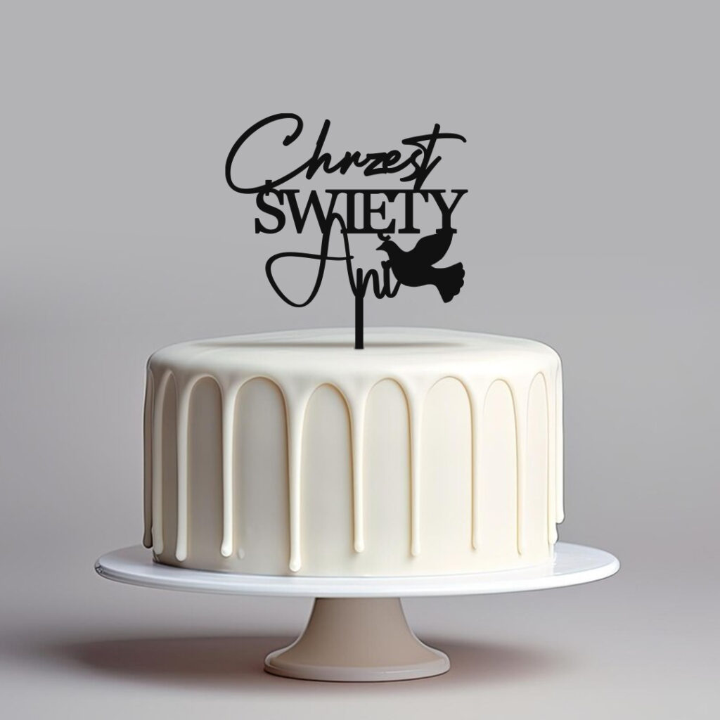 Topper personalizowany Chrzest Święty klasyczny + imię