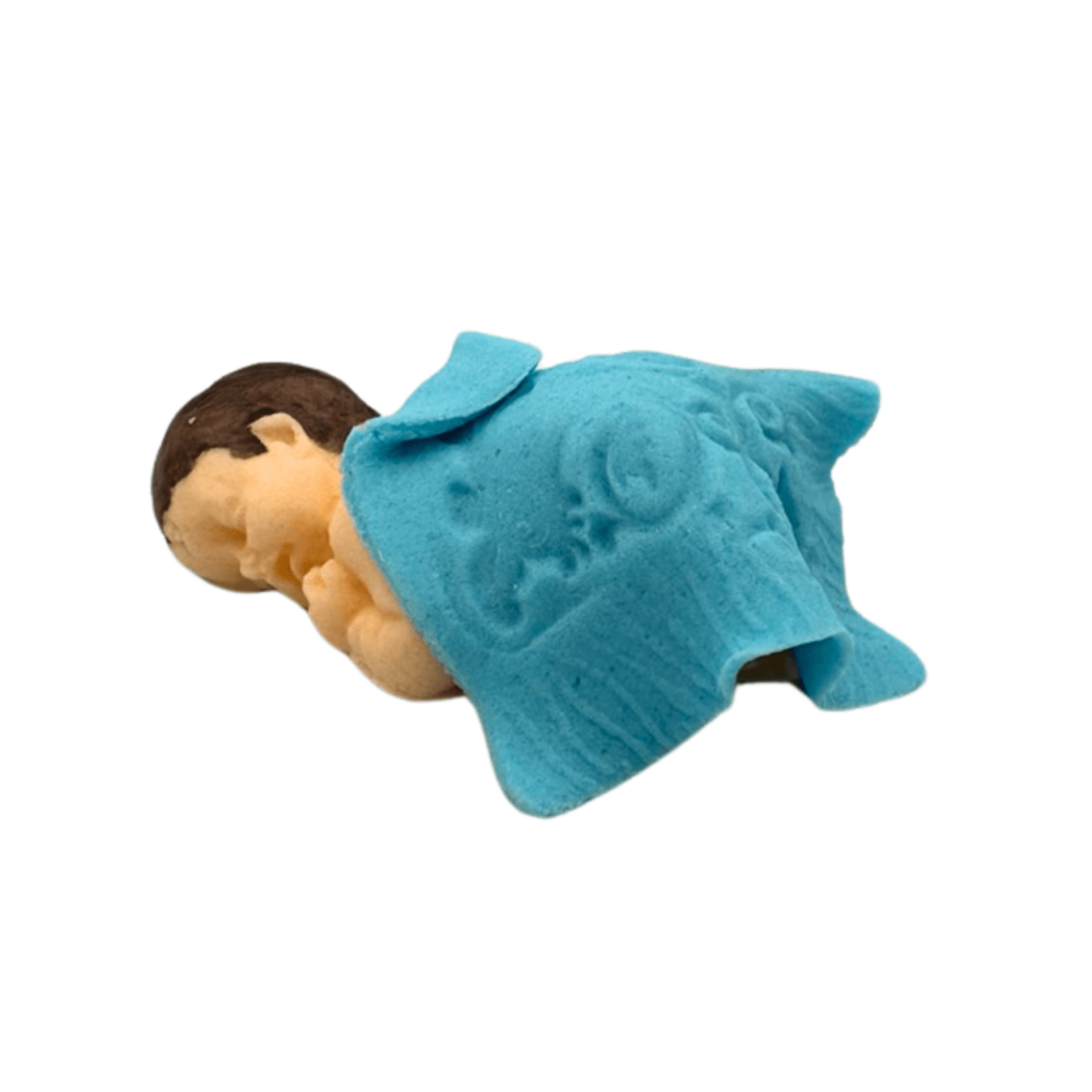 Figurka cukrowa dziecko z niebieskim kocykiem, 5cm