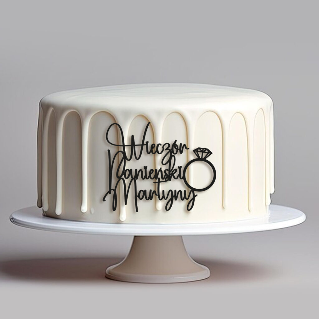 Dekor Wieczór Panieński nowoczesny + imię z diamentem