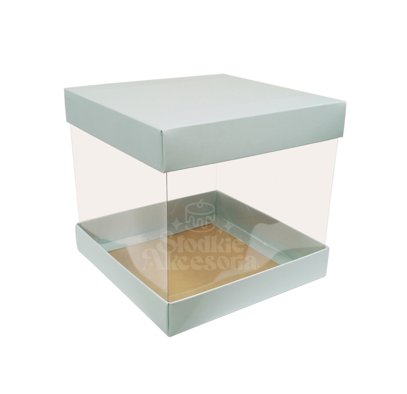 Błękitne pudełko prezentowe na tort, 25x25x20 cm