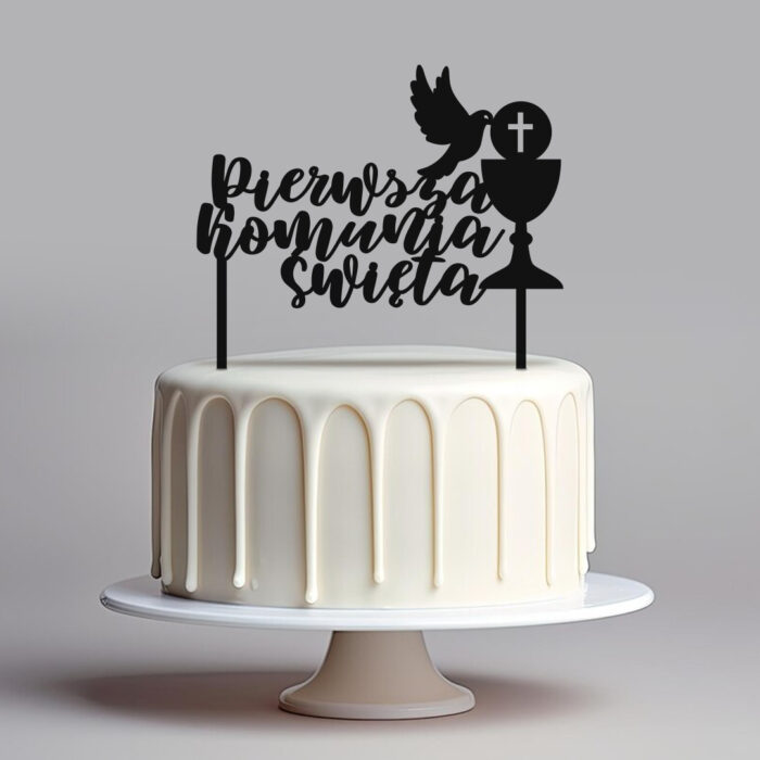 Topper personalizowany Pierwsza Komunia Święta KIELICH + imię