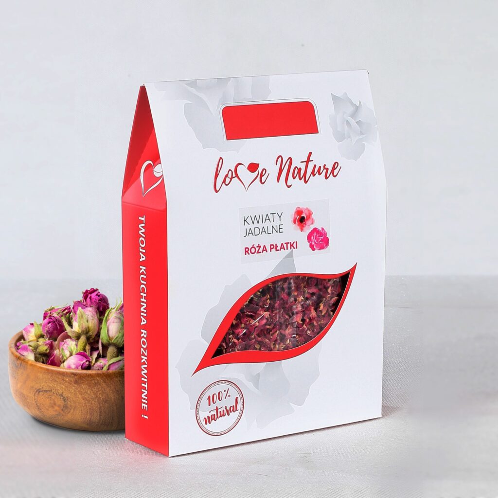 Kwiaty jadalne Róża Płatki 60g - LOVE NATURE