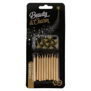 Świeczki urodzinowe złote, 10szt