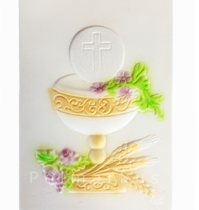 Dekoracja cukrowa tabliczka z kielichem, 155x100 mm
