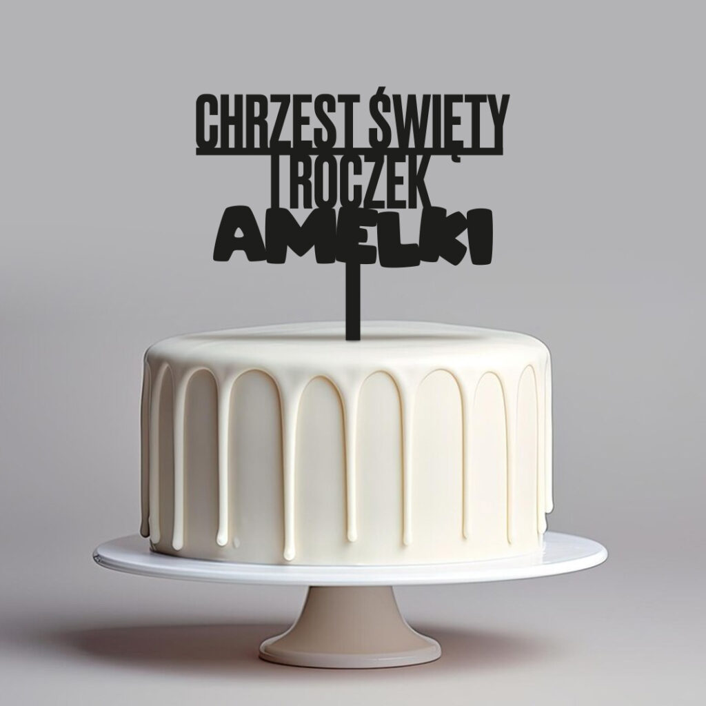 Topper personalizowany Chrzest Święty i Roczek klasyczny