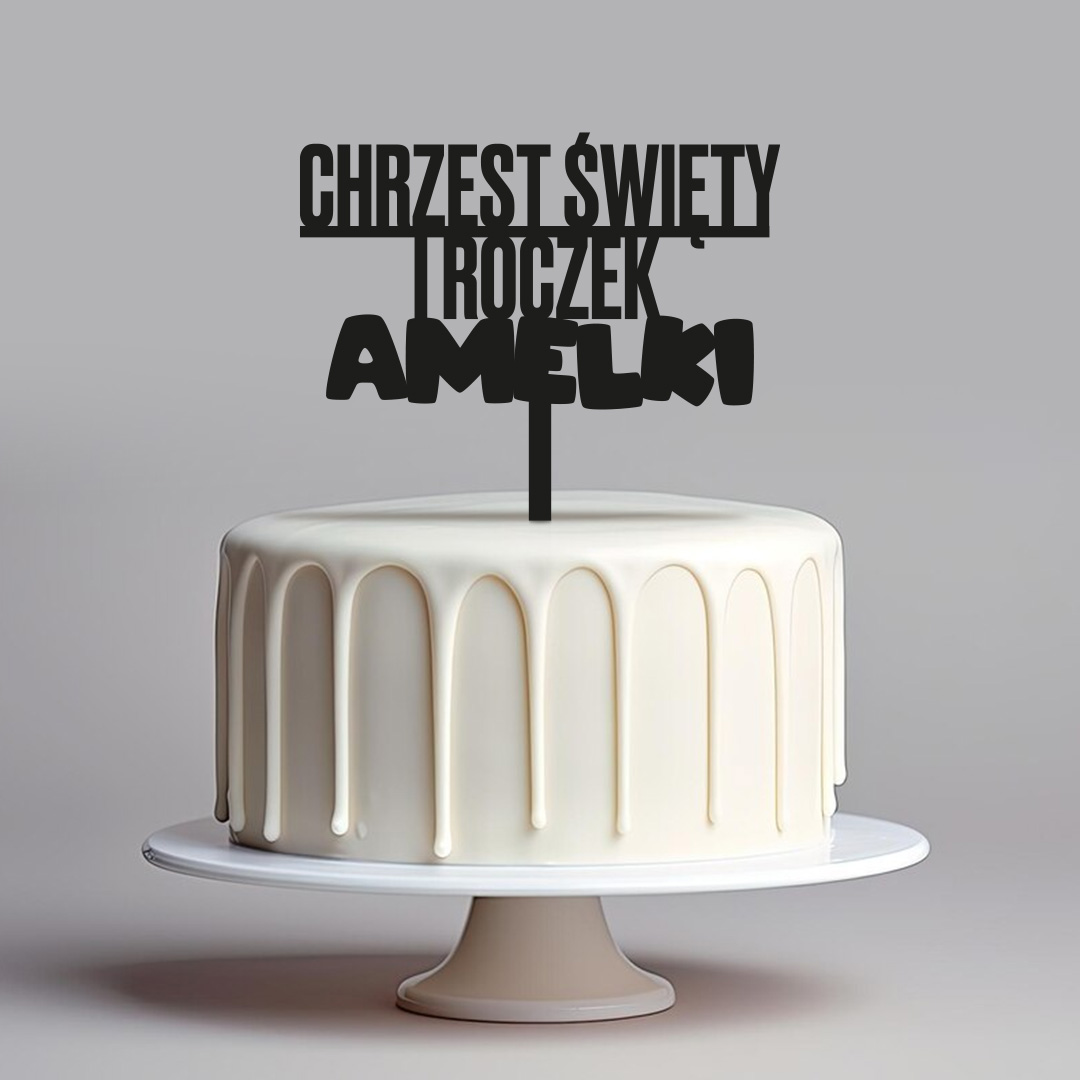 Topper personalizowany Chrzest Święty i Roczek klasyczny