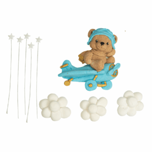 Zestaw cukrowy: Miś w samolocie 2D (niebieski)