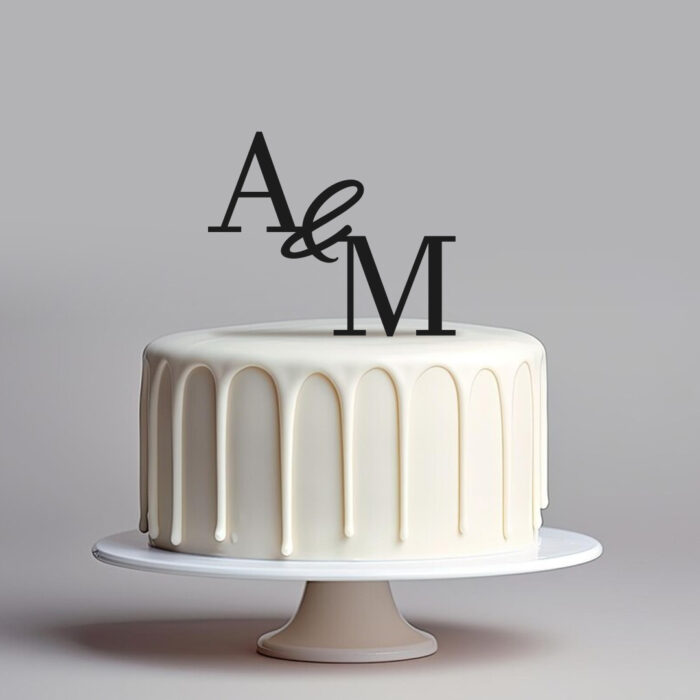 Topper Ślubny z Inicjałami – Personalizowana Ozdoba na Tort Weselny