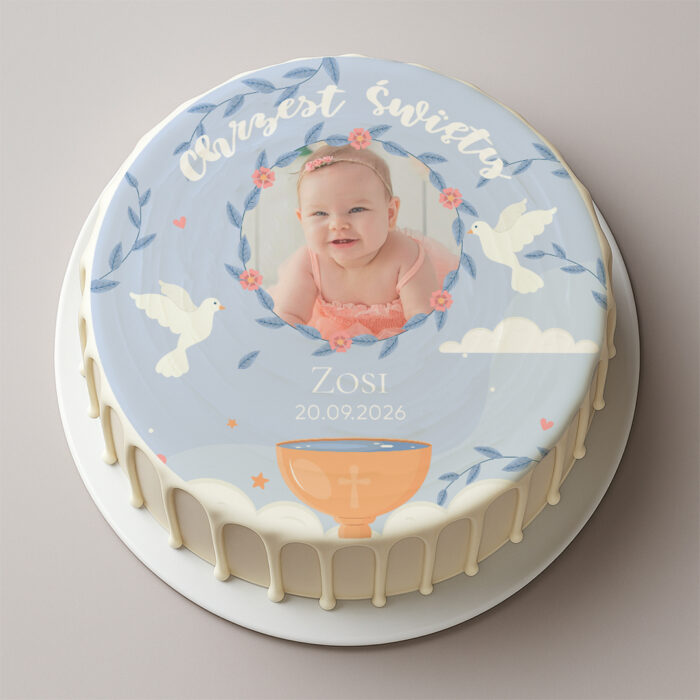 Opłatek na tort na Chrzest ze zdjęciem