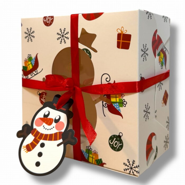 Pudełko świąteczne Bałwanek z wkładką na 4 muffinki