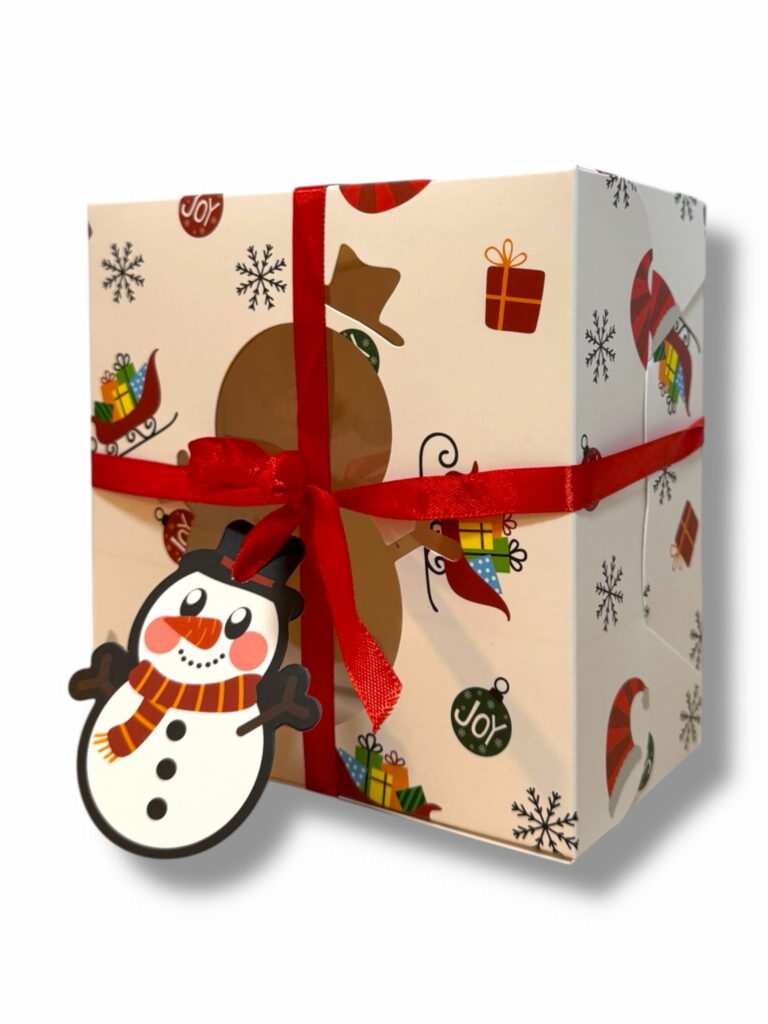 Pudełko świąteczne Bałwanek z wkładką na 4 muffinki