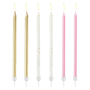 Świeczki 3 kolory różowe, 6szt- PartyPal